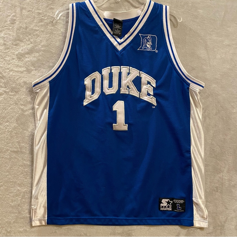 Duke Shirt Men’s Large Blue Starter Jersey Blue Devils #1 College NCAA Spellout